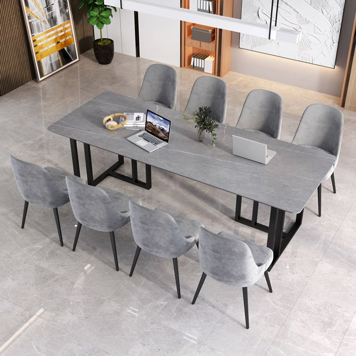 Rectangle Modern Meeting Table Sintered Stone Fixed Work Desk