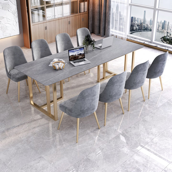 Rectangle Modern Meeting Table Sintered Stone Fixed Work Desk