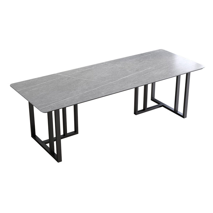 Rectangle Modern Meeting Table Sintered Stone Fixed Work Desk