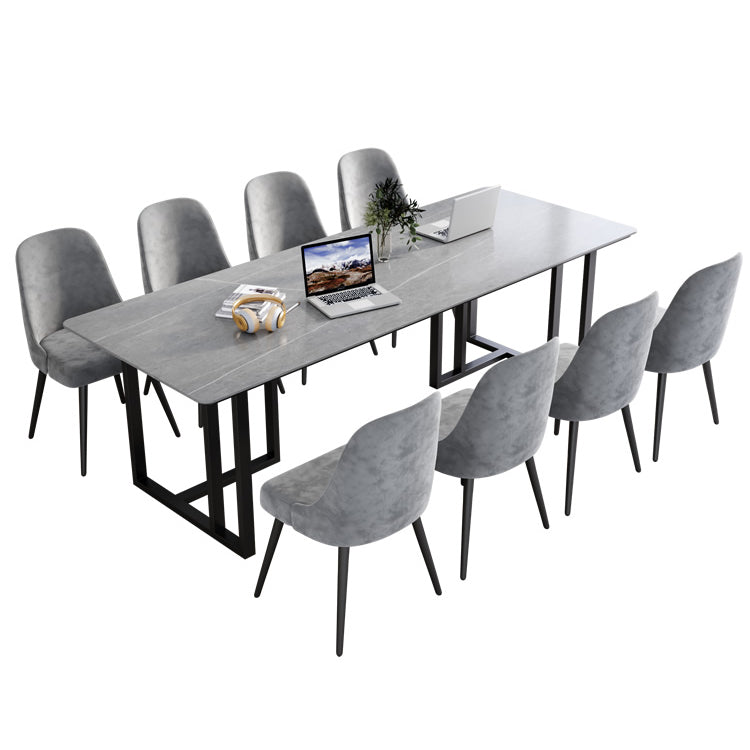 Rectangle Modern Meeting Table Sintered Stone Fixed Work Desk