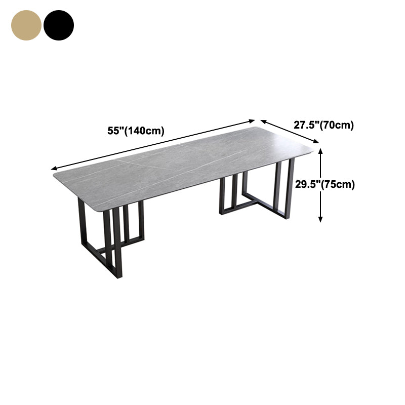 Rectangle Modern Meeting Table Sintered Stone Fixed Work Desk