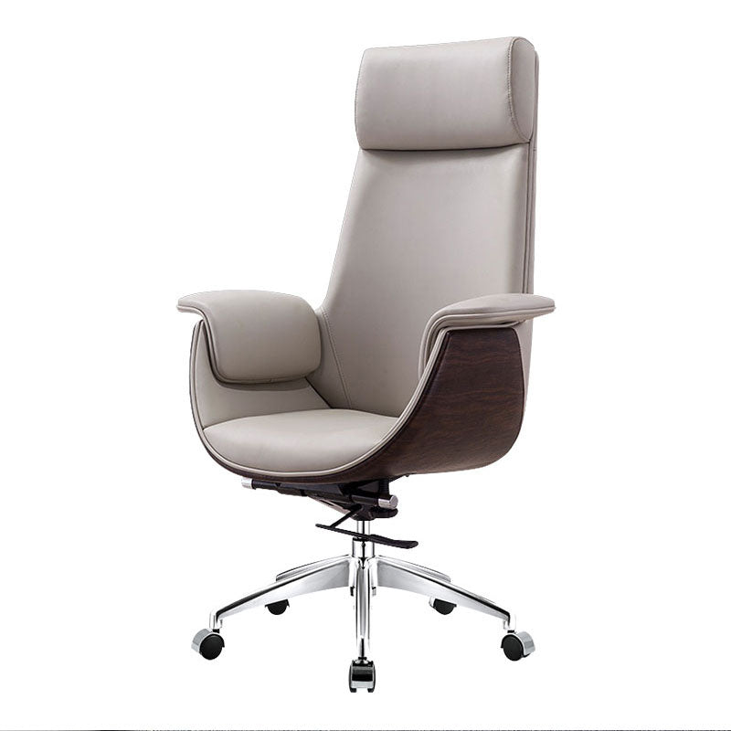 Leather Adjustable Task Chair Silver Metal Base Modern Office Chair