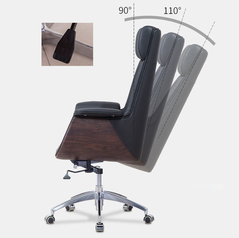 Leather Adjustable Task Chair Silver Metal Base Modern Office Chair