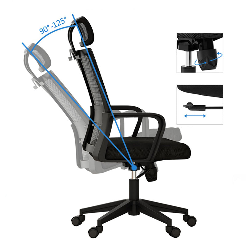 Modern Black Desk Chair Adjustable Height Office Chair for Home Office