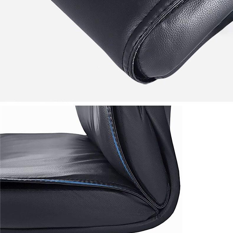 Mid-back Office Chair Leather Seat Fixed Armrest Metal Chair Leg Office Chair