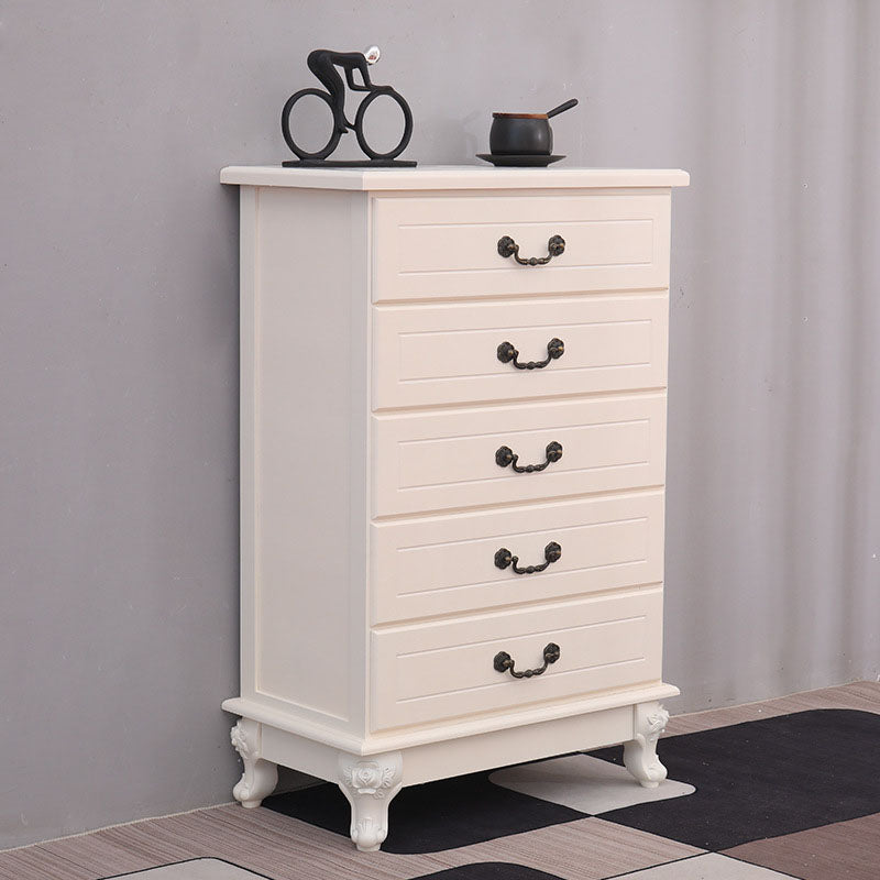 Modern Style White Wooden Chest Bedside Storage Chest with Multi Drawers