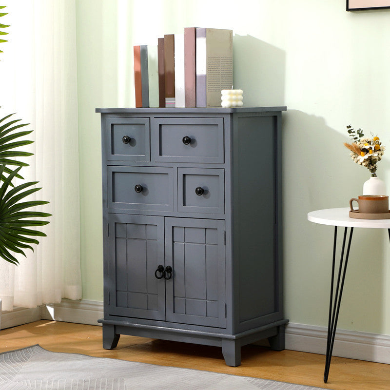 Modern Wooden Combo Dresser Bedside Vertical Storage Chest with Drawers and Doors