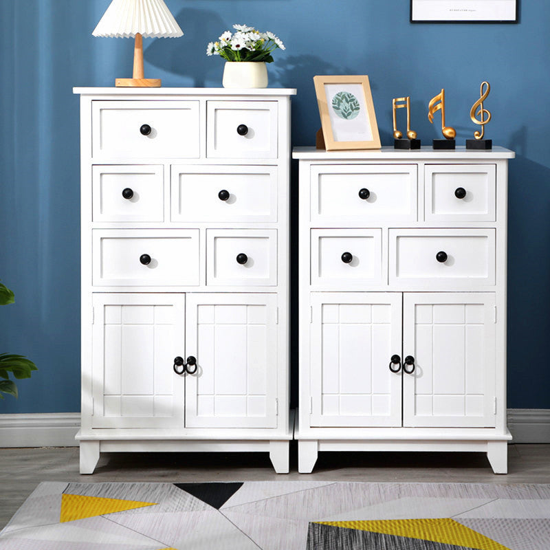 Modern Wooden Combo Dresser Bedside Vertical Storage Chest with Drawers and Doors