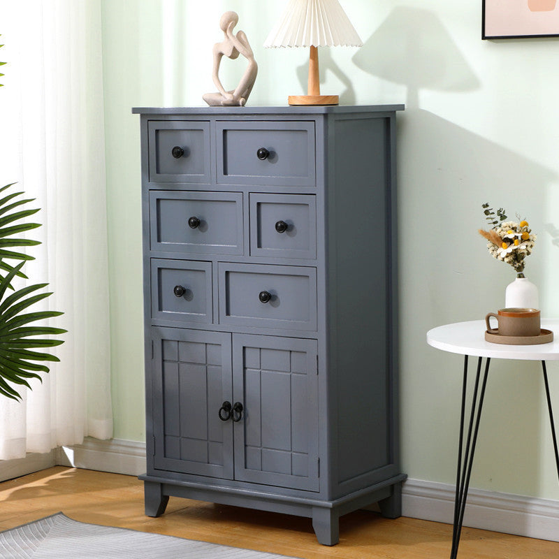 Modern Wooden Combo Dresser Bedside Vertical Storage Chest with Drawers and Doors
