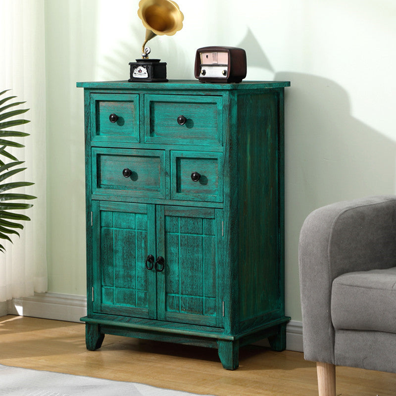 Modern Wooden Combo Dresser Bedside Vertical Storage Chest with Drawers and Doors