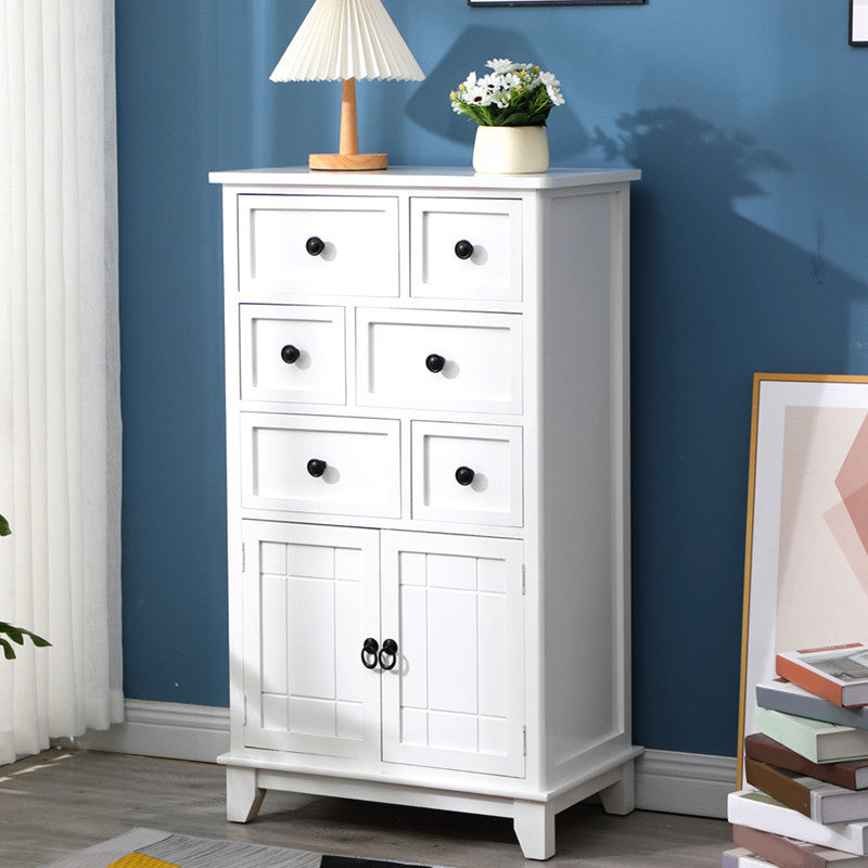 Modern Wooden Combo Dresser Bedside Vertical Storage Chest with Drawers and Doors