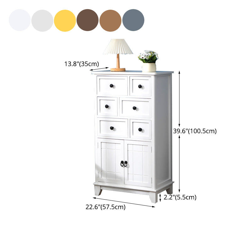 Modern Wooden Combo Dresser Bedside Vertical Storage Chest with Drawers and Doors