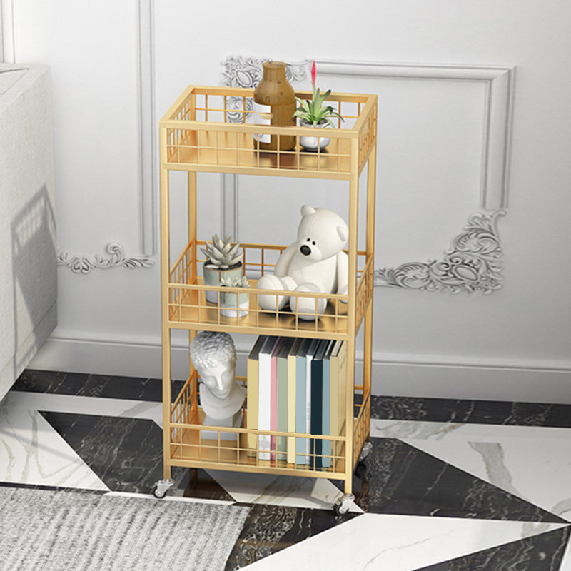 Open Back Metal Bookshelf Nordic Storage Bookcase with Casters