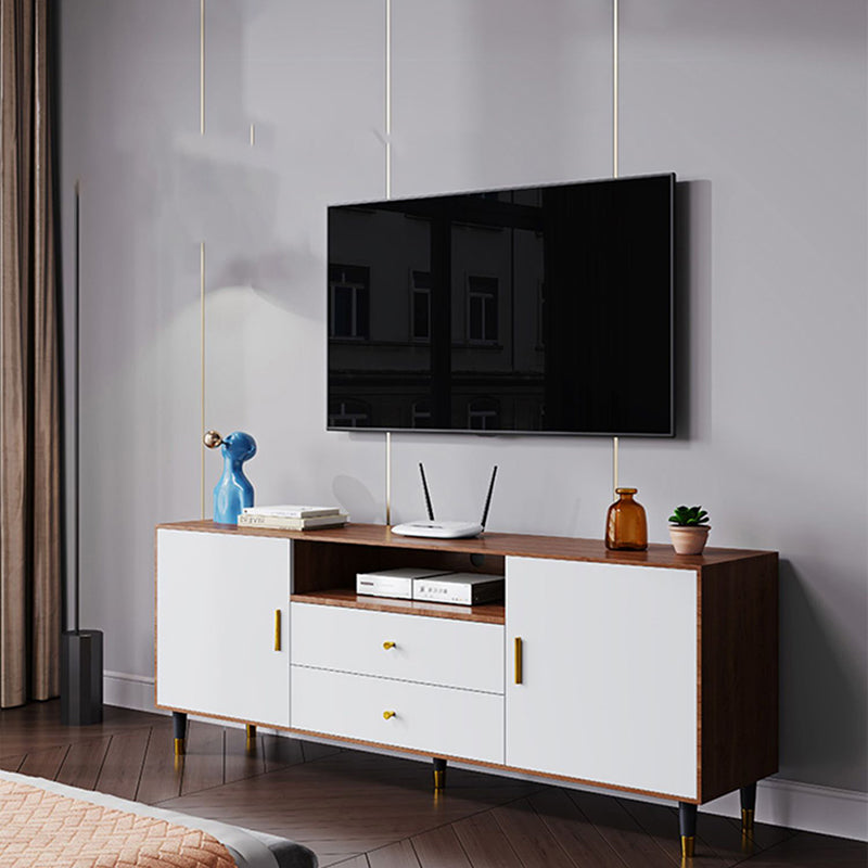 Wooden Enclosed Storage TV Stand Luxury Home TV Cabinet with Drawers and Doors