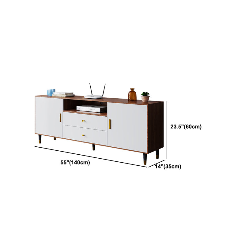 Wooden Enclosed Storage TV Stand Luxury Home TV Cabinet with Drawers and Doors