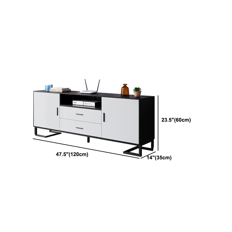 Wooden Enclosed Storage TV Stand Luxury Home TV Cabinet with Drawers and Doors