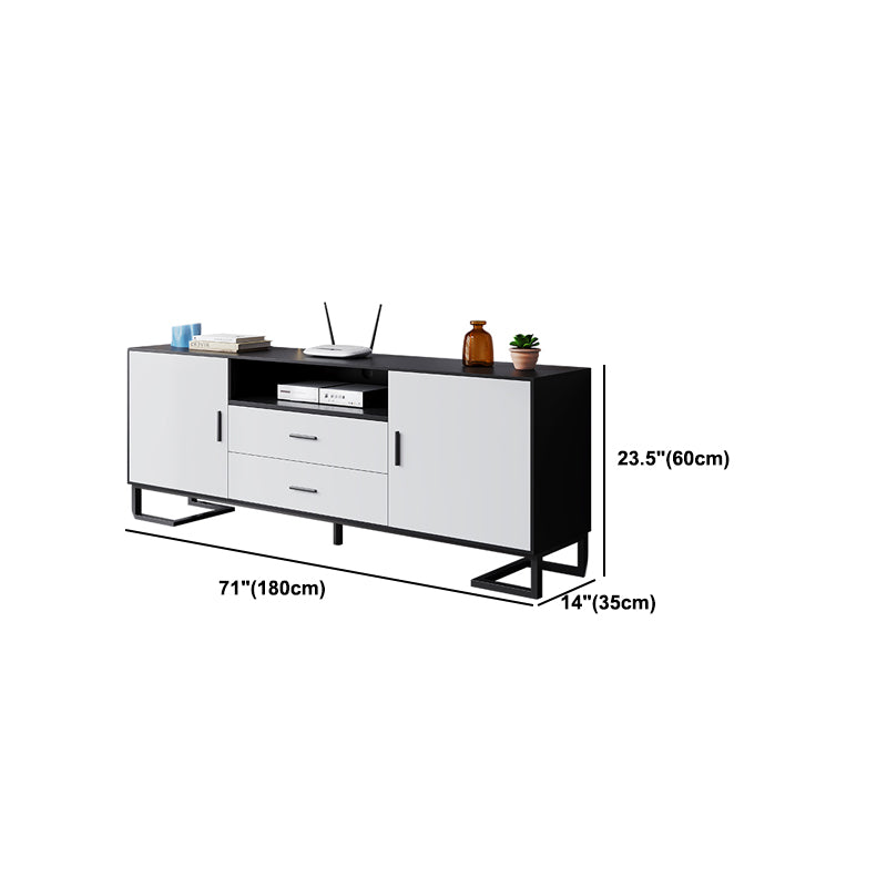 Wooden Enclosed Storage TV Stand Luxury Home TV Cabinet with Drawers and Doors