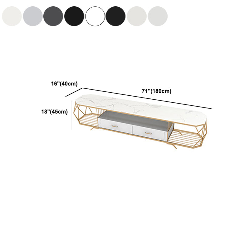 Luxury Open Shelving TV Stand Home Metal TV Cabinet with Drawers