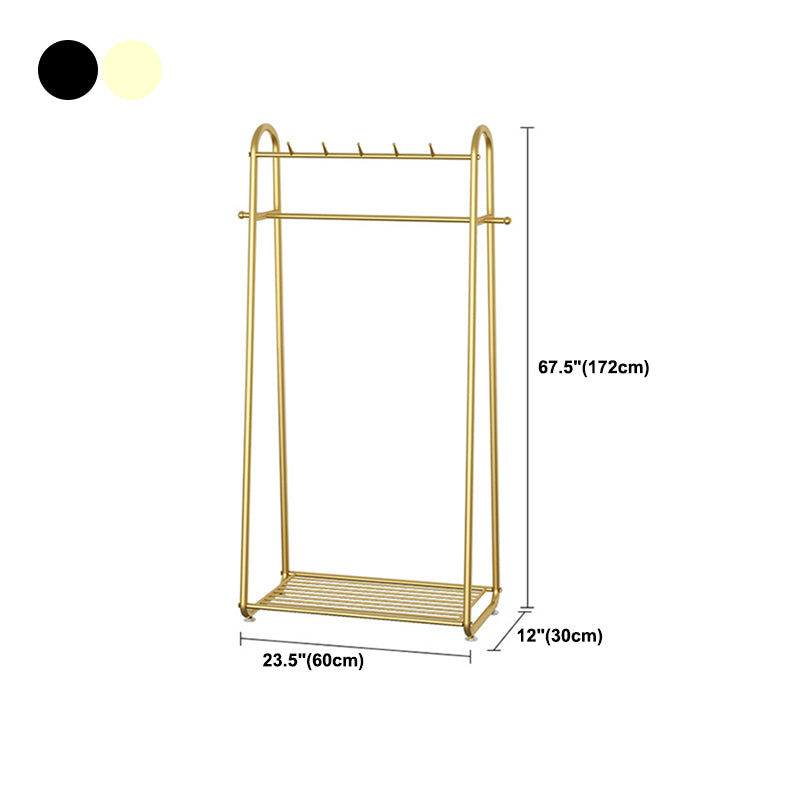 Modern Free Standing Storage Shelve Metal Coat Rack with Hooks