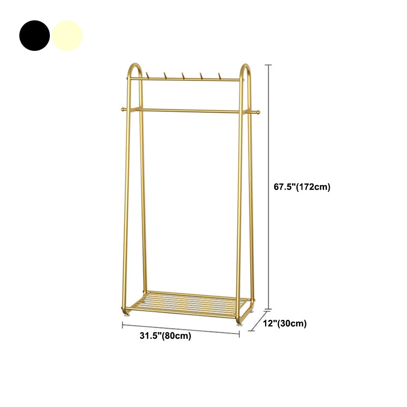 Modern Free Standing Storage Shelve Metal Coat Rack with Hooks