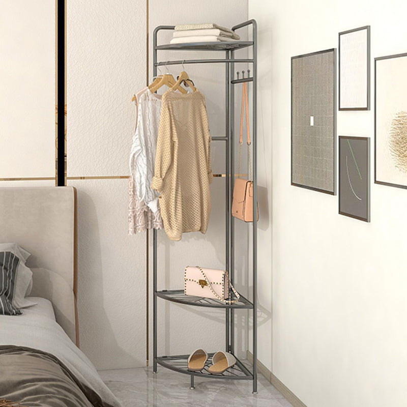 Industrial Hall Stand Shelves and Hanging Rail Metal Coat Hanger