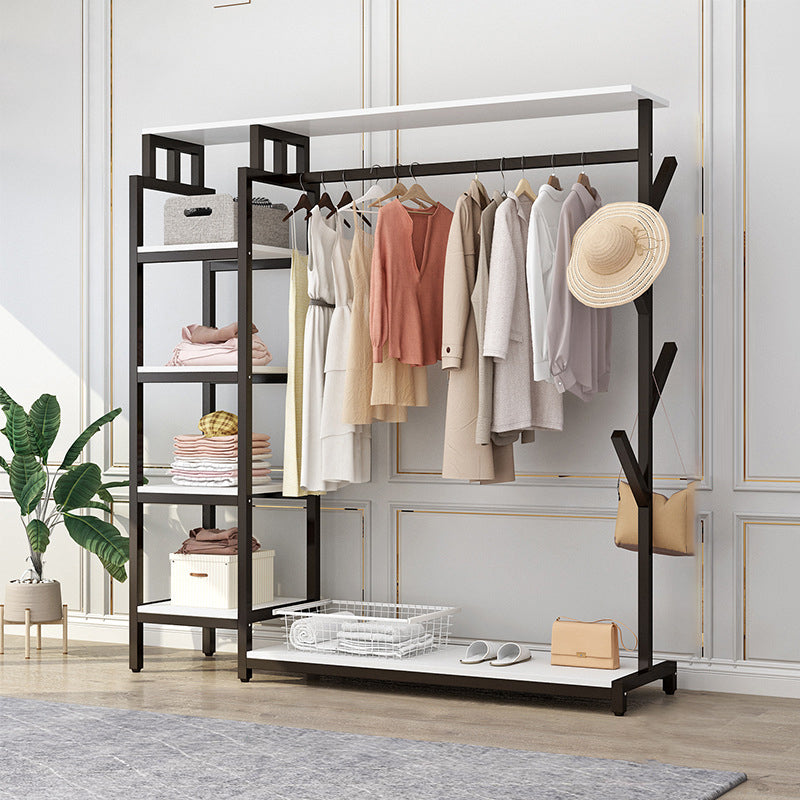 Modern Hall Stand with Hooks Storage Shelves Wood Coat Rack with Shoe Storage Bench