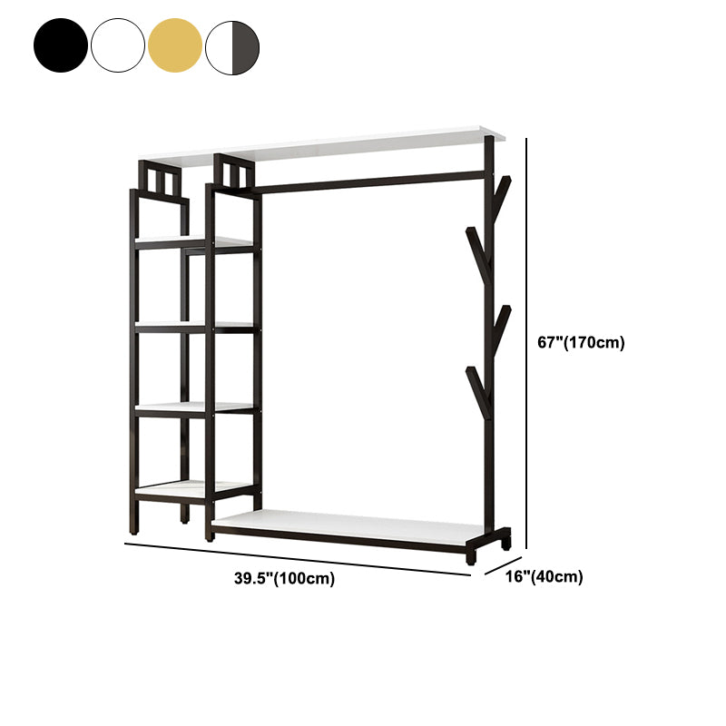 Modern Hall Stand with Hooks Storage Shelves Wood Coat Rack with Shoe Storage Bench