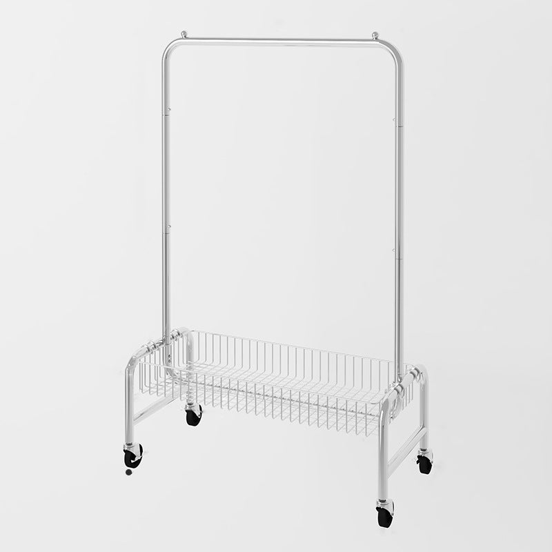 Contemporary Coat Rack Metal Storage Baskets Included Free Standing Silver Hall Tree