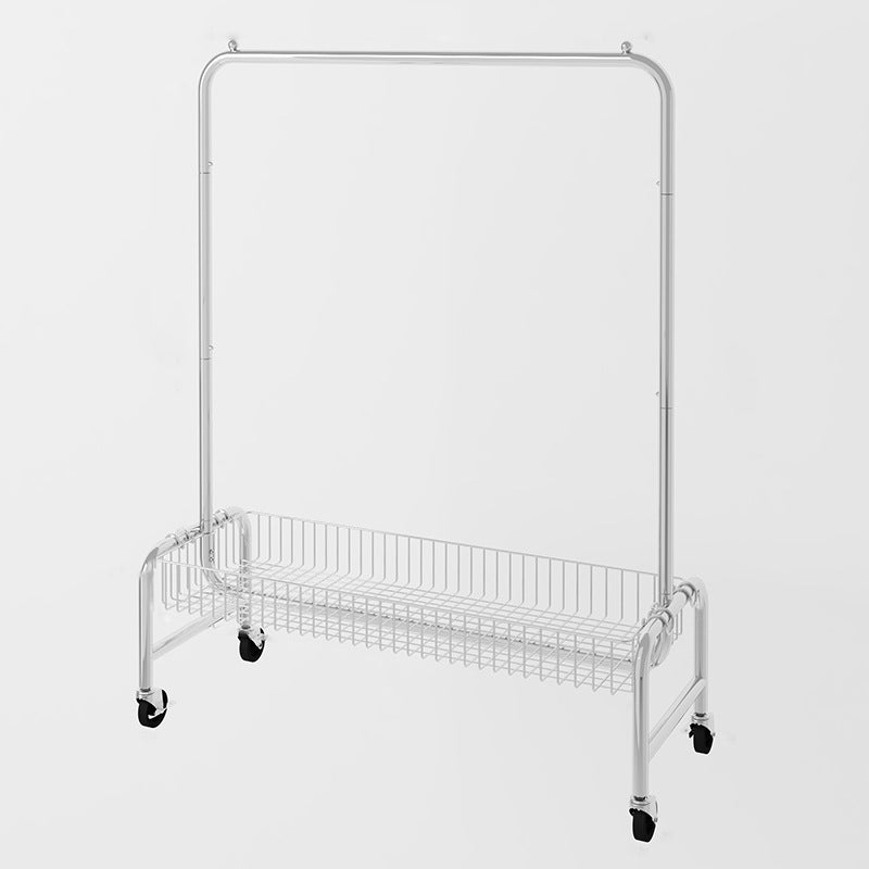 Contemporary Coat Rack Metal Storage Baskets Included Free Standing Silver Hall Tree