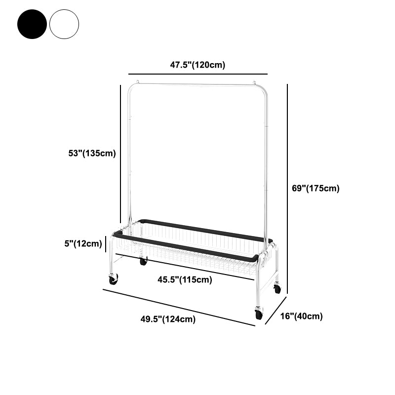 Contemporary Coat Rack Metal Storage Baskets Included Free Standing Silver Hall Tree