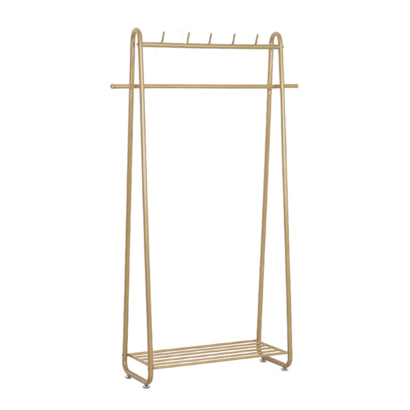 Gold Hall Stand Modern Metal Hall Tree with Hooks and Basket