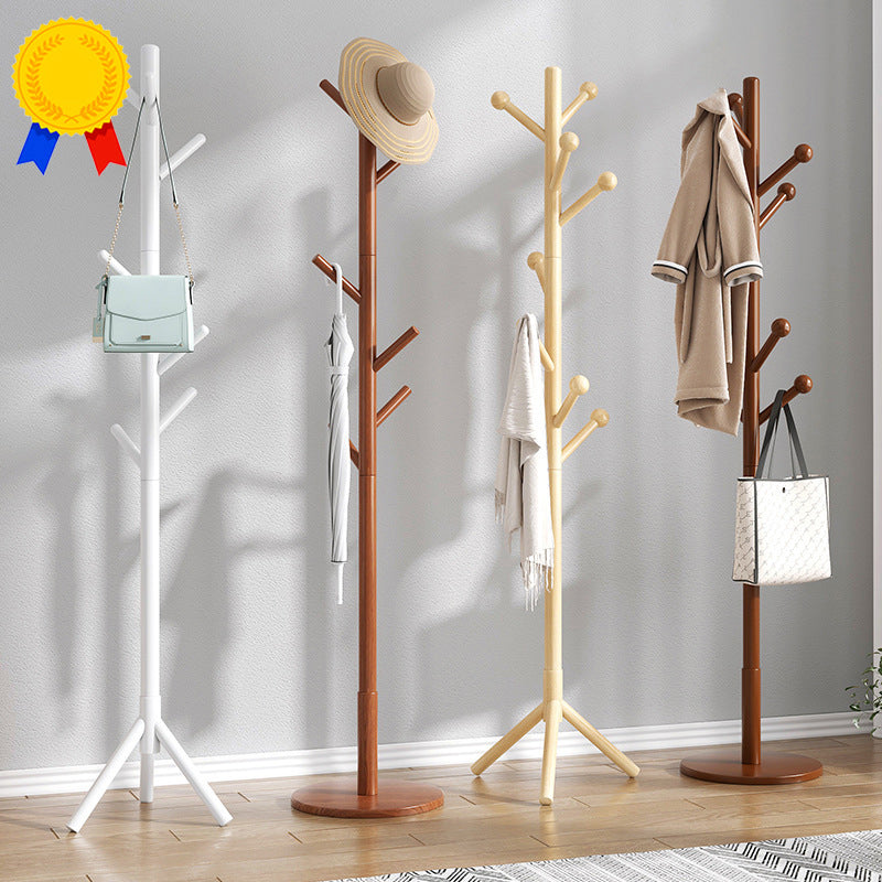 Hall Tree Modern Hooks Free Standing Solid Wood in Bedroom Coat Hanger