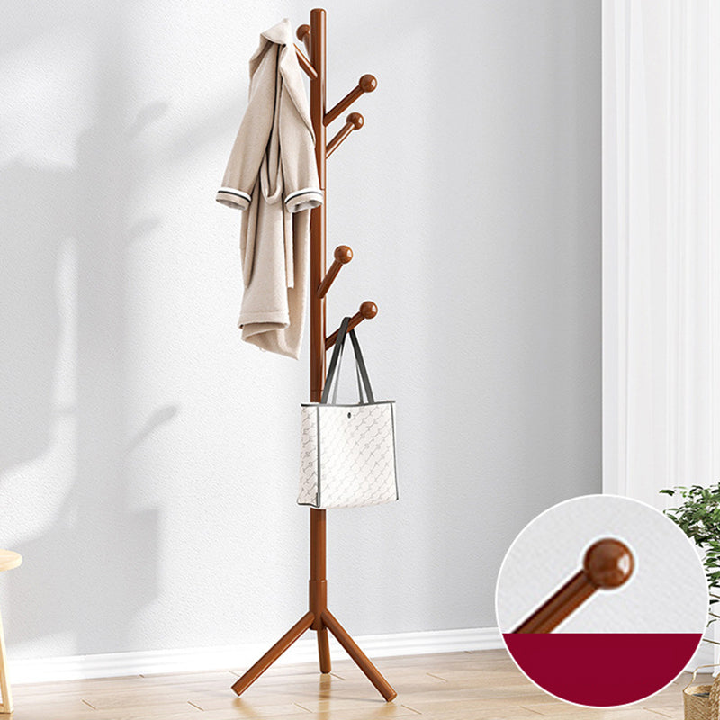 Hall Tree Modern Hooks Free Standing Solid Wood in Bedroom Coat Hanger