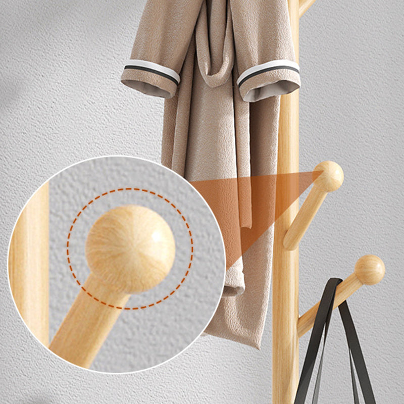 Hall Tree Modern Hooks Free Standing Solid Wood in Bedroom Coat Hanger