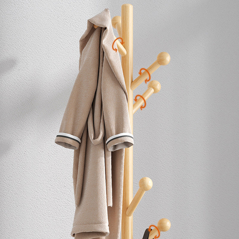 Hall Tree Modern Hooks Free Standing Solid Wood in Bedroom Coat Hanger