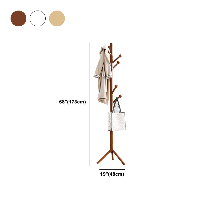 Hall Tree Modern Hooks Free Standing Solid Wood in Bedroom Coat Hanger