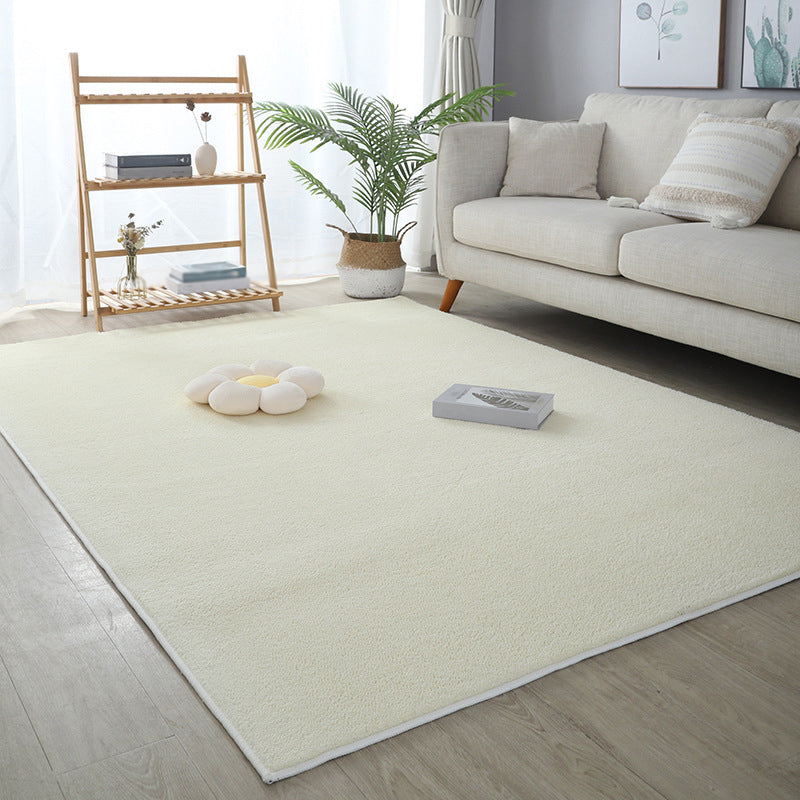 Contemporary Plain Carpet Polyester Thick Rug Stain Resistant Area Rug for Living Room