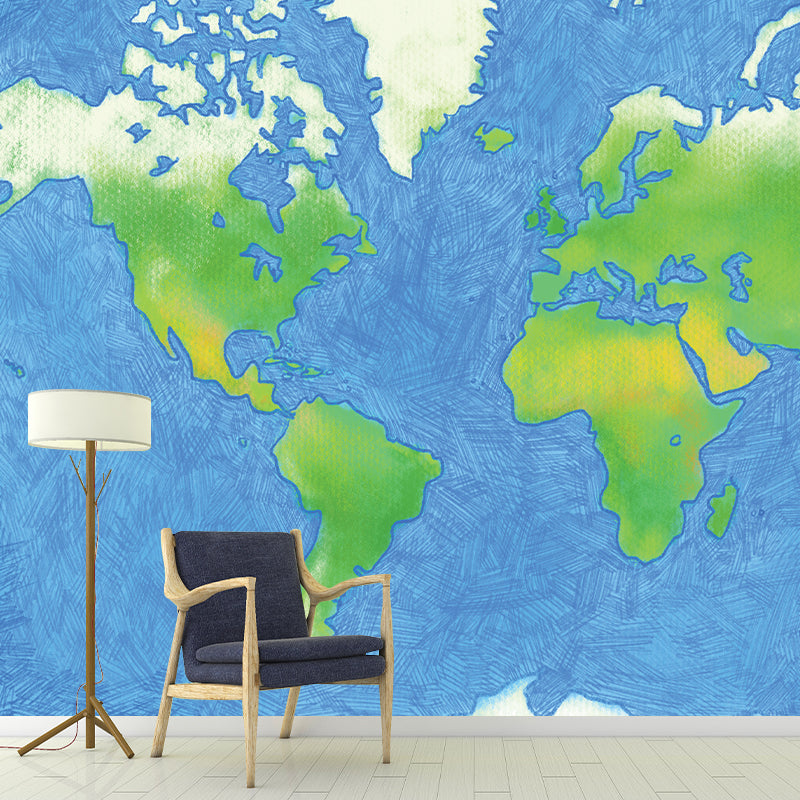 Illustration Wallpaper Map Modern Stain Resistant Living Room Wall Mural