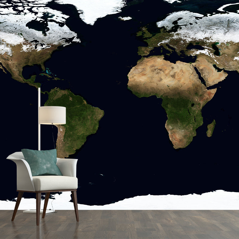 Illustration Modern Earth Map Wallpaper Moisture Resistant Living Room Wallpaper