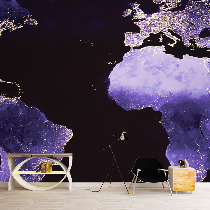 Illustration Modern Earth Map Wallpaper Moisture Resistant Living Room Wallpaper