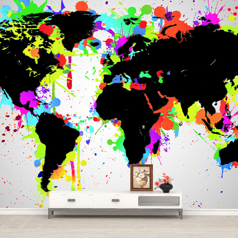 Illustration Modern Earth Map Wallpaper Moisture Resistant Living Room Wallpaper