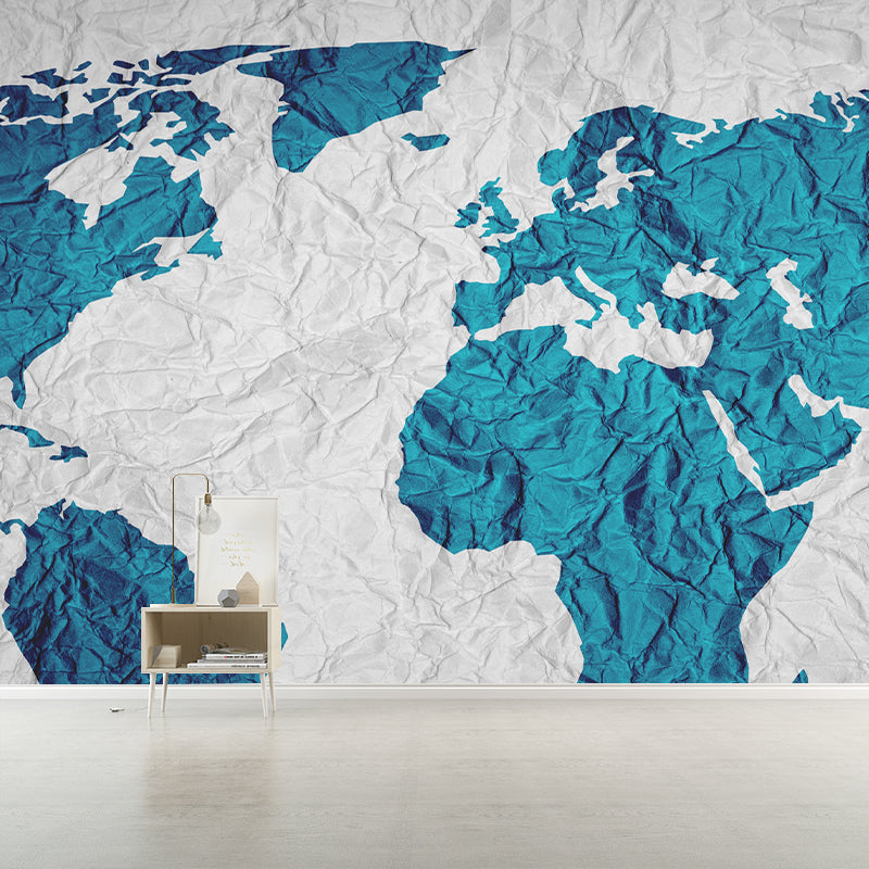 Illustration Modern Wallpaper Earth Map Living Room Stain Resistant Wall Mural