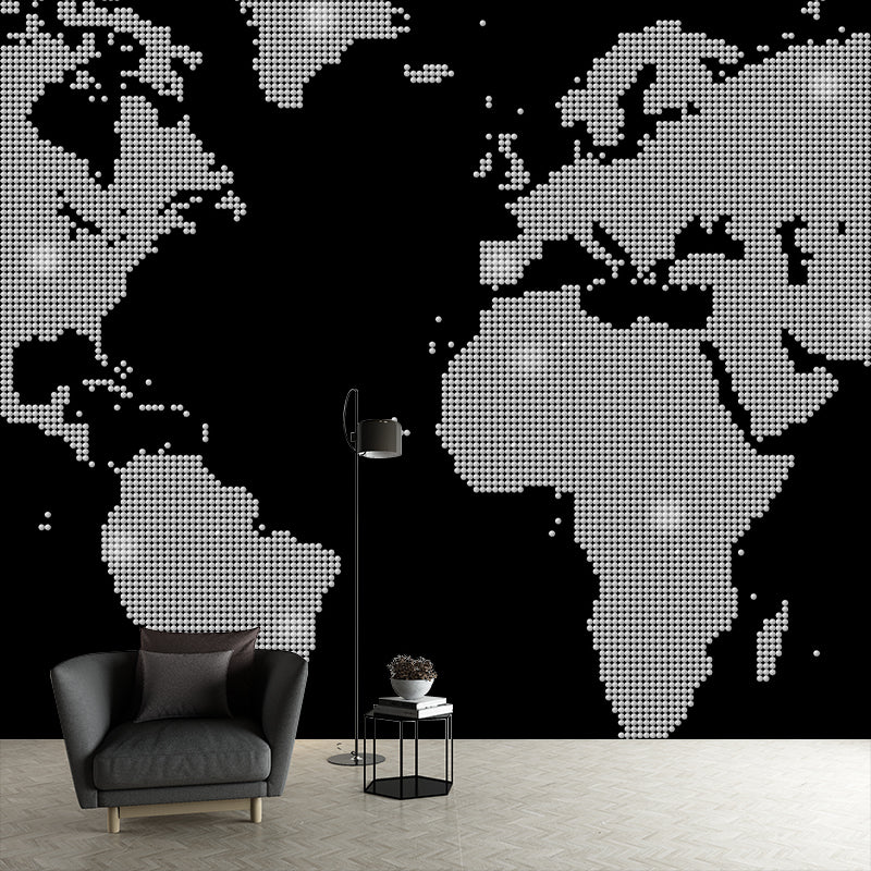 Illustration Modern Wallpaper Earth Map Living Room Stain Resistant Wall Mural