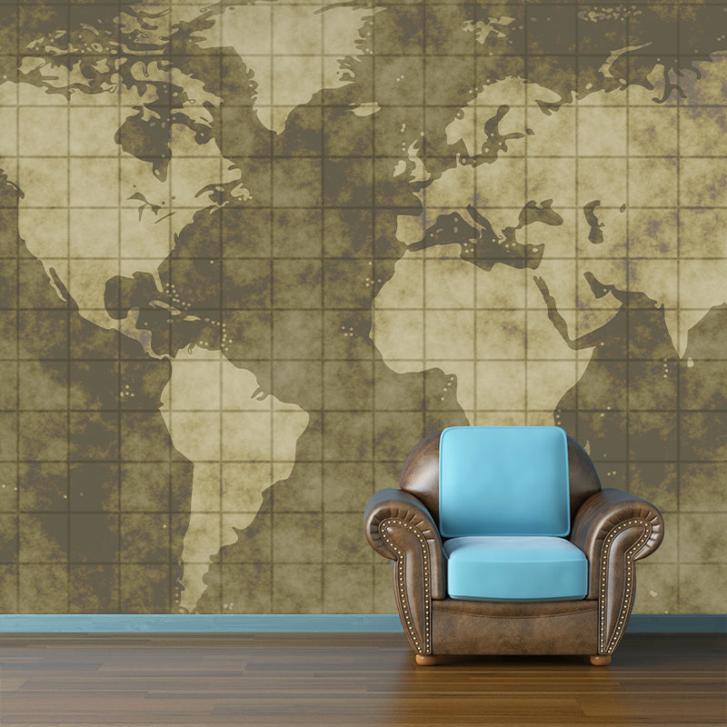 Colorful Wallpaper Map Print Illustration Stain Resistant Modern Wall Mural