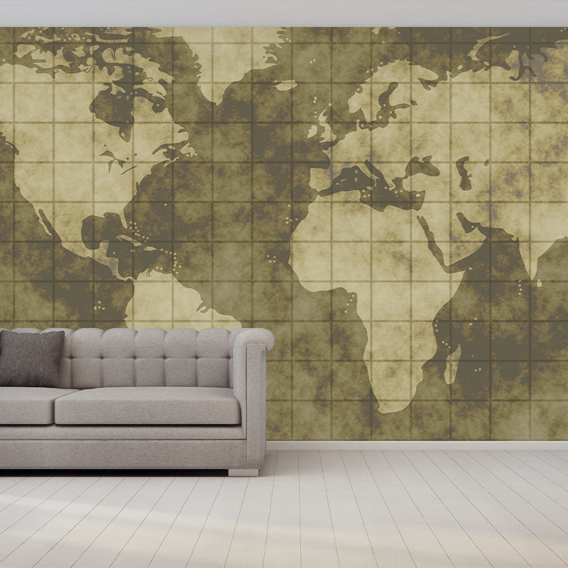 Colorful Wallpaper Map Print Illustration Stain Resistant Modern Wall Mural