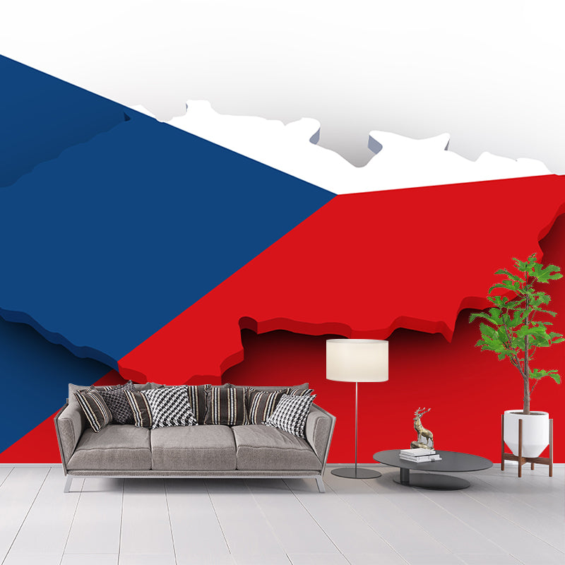 Illustration Wall Mural Map Contemporary Mildew Resistant Flag Wallpaper