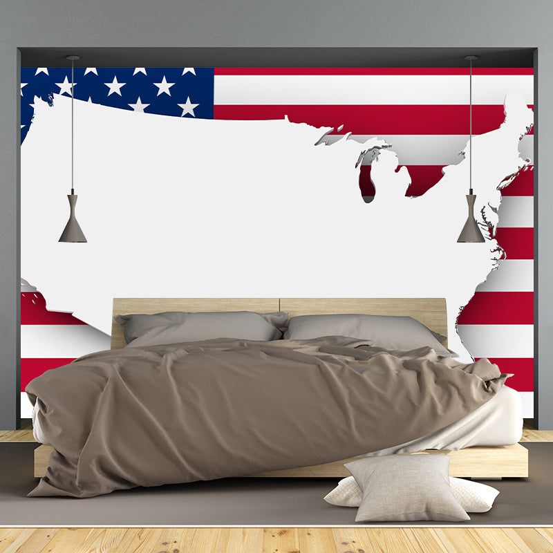 Modern American Flag Wallpaper Resistant Moisture Illustration Wall Mural