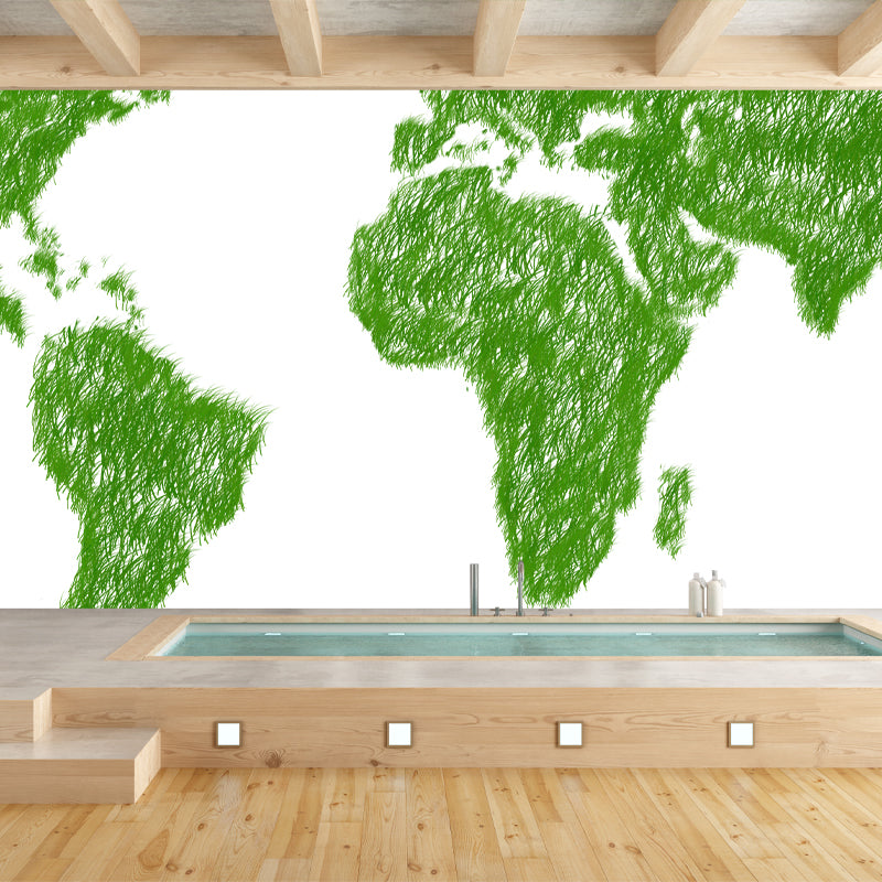 Illustration Contemporary Wallpaper Stain Resistant Earth Map Wallpaper