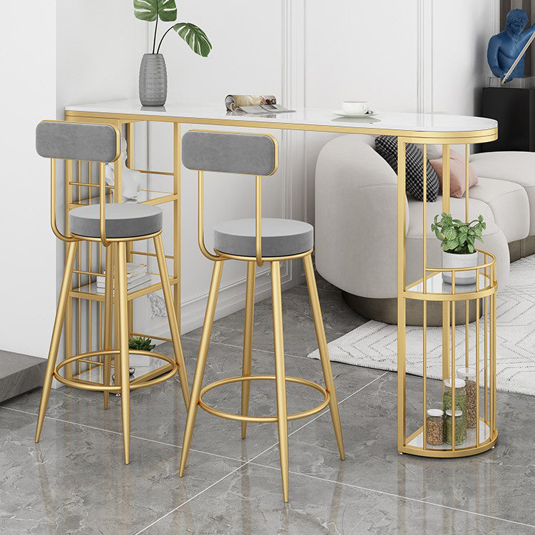 Contemporary Stone Cocktail Bar Table with Storage Living Room Counter Table