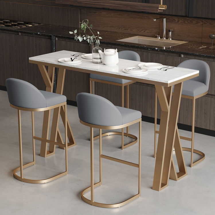 White and Gold Bistro Bar Desk Contemporary Stone Top Bistro Bar Table